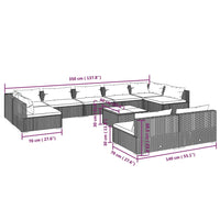 Set Divani da Giardino 10 pz con Cuscini in Polyrattan Grigio 3102037