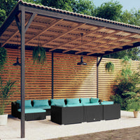 Set Divani da Giardino 10 pz con Cuscini in Polyrattan Nero cod mxl 34846