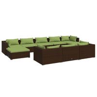 Set Divani da Giardino 10 pz con Cuscini in Polyrattan Marrone cod mxl 44427