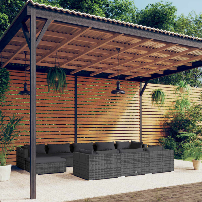 Set Divani da Giardino 10 pz con Cuscini in Polyrattan Grigio cod mxl 40433