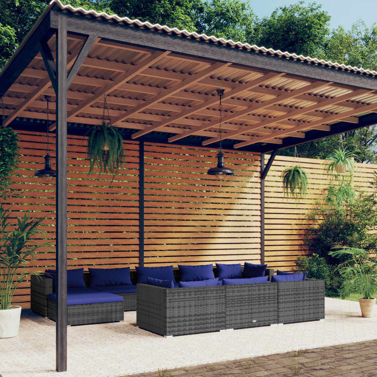 Set Divani da Giardino 10 pz con Cuscini in Polyrattan Grigio cod mxl 38980