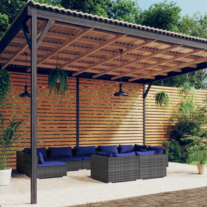 Set Divani da Giardino 9 pz con Cuscini in Polyrattan Grigio cod mxl 30739