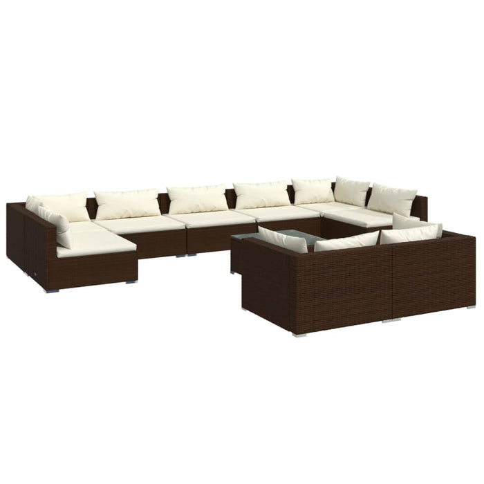 Set Divani da Giardino 10 pz con Cuscini in Polyrattan Marrone cod mxl 44661