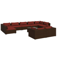 Set Divani da Giardino 10 pz con Cuscini in Polyrattan Marrone cod mxl 38982