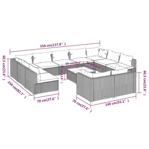 Set Divani da Giardino 12 pz con Cuscini in Polyrattan Nero cod mxl 40436