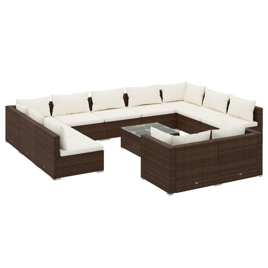 Set Divani da Giardino 12 pz con Cuscini in Polyrattan Marrone cod mxl 40815