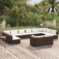 Set Divani da Giardino 12 pz con Cuscini in Polyrattan Marrone cod mxl 40852