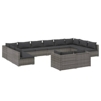 Set Divani da Giardino 12 pz con Cuscini in Polyrattan Grigio cod mxl 40437