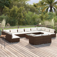 Set Divani da Giardino 13 pz con Cuscini in Polyrattan Marrone cod mxl 44636