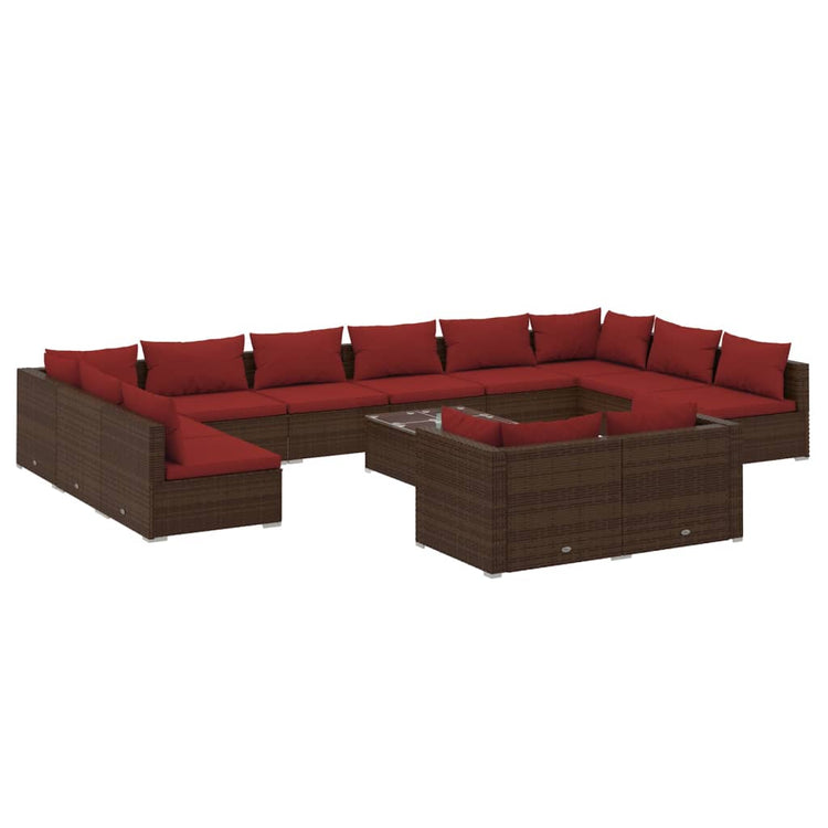 Set Divani da Giardino 13 pz con Cuscini in Polyrattan Marrone cod mxl 38978