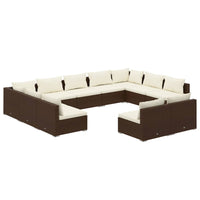 Set Divani da Giardino 11 pz con Cuscini in Polyrattan Marrone cod mxl 42490