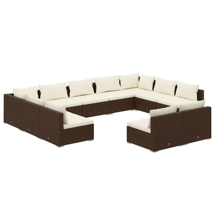 Set Divani da Giardino 11 pz con Cuscini in Polyrattan Marrone cod mxl 42490