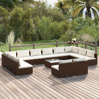 Set Divani da Giardino 13 pz con Cuscini in Polyrattan Marrone cod mxl 40816