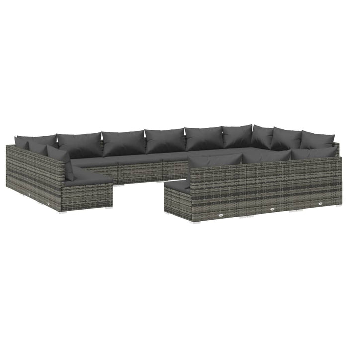 Set Divani da Giardino 13 pz con Cuscini in Polyrattan Grigio 3102157