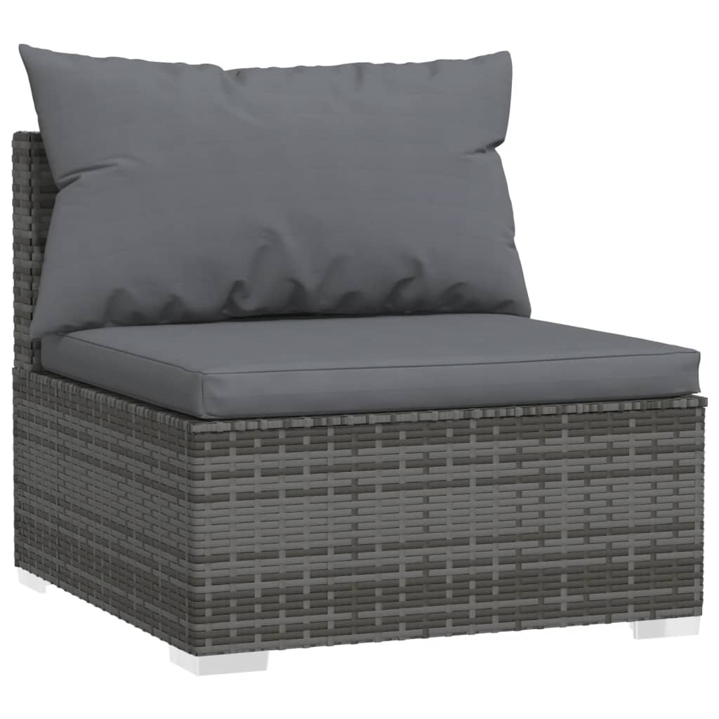 Set Divani da Giardino 13 pz con Cuscini in Polyrattan Grigio 3102157