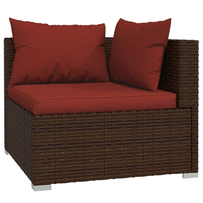 Set Divani da Giardino 4 pz con Cuscini in Polyrattan Marrone 3102171