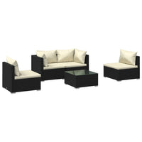 Set Divani da Giardino 5 pz con Cuscini in Polyrattan Nero cod mxl 41237