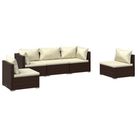 Set Divani da Giardino 5 pz con Cuscini in Polyrattan Marrone cod mxl 40817