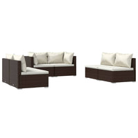 Set Divani da Giardino 6 pz con Cuscini in Polyrattan Marrone cod mxl 42520