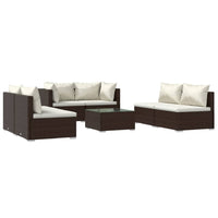 Set Divani da Giardino 7 pz con Cuscini in Polyrattan Marrone cod mxl 42515