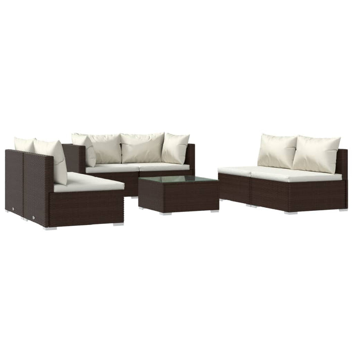 Set Divani da Giardino 7 pz con Cuscini in Polyrattan Marrone cod mxl 42515