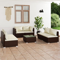 Set Divani da Giardino 7 pz con Cuscini in Polyrattan Marrone cod mxl 42515