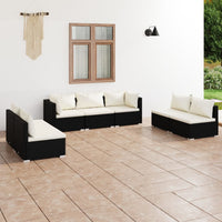 Set Salotto da Giardino 7 pz con Cuscini in Polyrattan Nero 3102231