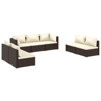 Set Divani da Giardino 7 pz con Cuscini in Polyrattan Marrone cod mxl 49835