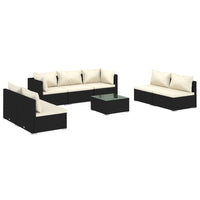 Set Salotto da Giardino 8 pz con Cuscini in Polyrattan Nero 3102239