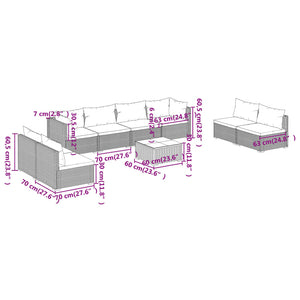 Set Divani da Giardino 9 pz con Cuscini in Polyrattan Marrone cod mxl 39014