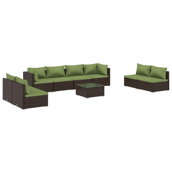 Set Divani da Giardino 9 pz con Cuscini in Polyrattan Marrone cod mxl 39015