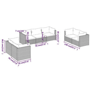 Set Divani da Giardino 7 pz con Cuscini in Polyrattan Nero cod mxl 34776