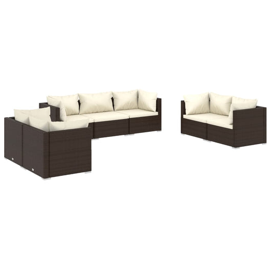 Set Divani da Giardino 7 pz con Cuscini in Polyrattan Marrone cod mxl 44547