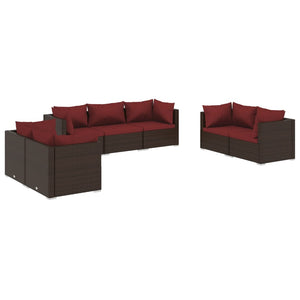 Set Divani da Giardino 7 pz con Cuscini in Polyrattan Marrone cod mxl 39017