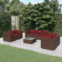 Set Divani da Giardino 8 pz con Cuscini in Polyrattan Marrone cod mxl 39018