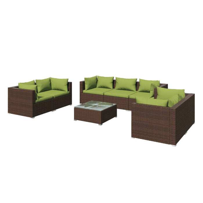 Set Divani da Giardino 8 pz con Cuscini in Polyrattan Marrone cod mxl 39019