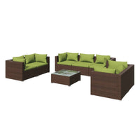 Set Divani da Giardino 8 pz con Cuscini in Polyrattan Marrone 3102276