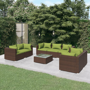 Set Divani da Giardino 8 pz con Cuscini in Polyrattan Marrone cod mxl 39019