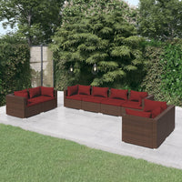 Set Divani da Giardino 8 pz con Cuscini in Polyrattan Marrone cod mxl 36962