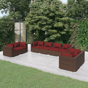 Set Divani da Giardino 8 pz con Cuscini in Polyrattan Marrone cod mxl 36962