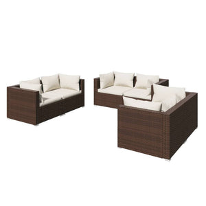 Set Divani da Giardino 6 pz con Cuscini in Polyrattan Marrone cod mxl 44576