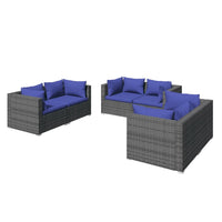 Set Divani da Giardino 6 pz con Cuscini in Polyrattan Grigio 3102302