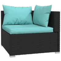 Set Divani da Giardino 7 pz con Cuscini in Polyrattan Nero cod mxl 35095