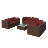 Set Divani da Giardino 7 pz con Cuscini in Polyrattan Marrone 3102307