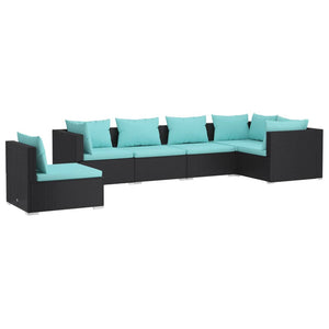 Set Divani da Giardino 6 pz con Cuscini in Polyrattan Nero 3102321