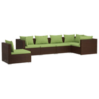 Set Divani da Giardino 6 pz con Cuscini in Polyrattan Marrone cod mxl 39035