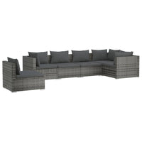 Set Divani da Giardino con Cuscini 6 pz in Polyrattan Grigio cod mxl 40459