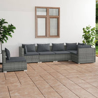 Set Divani da Giardino con Cuscini 6 pz in Polyrattan Grigio cod mxl 40459