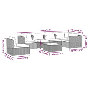 Set Divani da Giardino 7 pz con Cuscini in Polyrattan Marrone 3102330