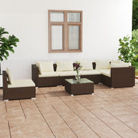 Set Divani da Giardino 7 pz con Cuscini in Polyrattan Marrone 3102330